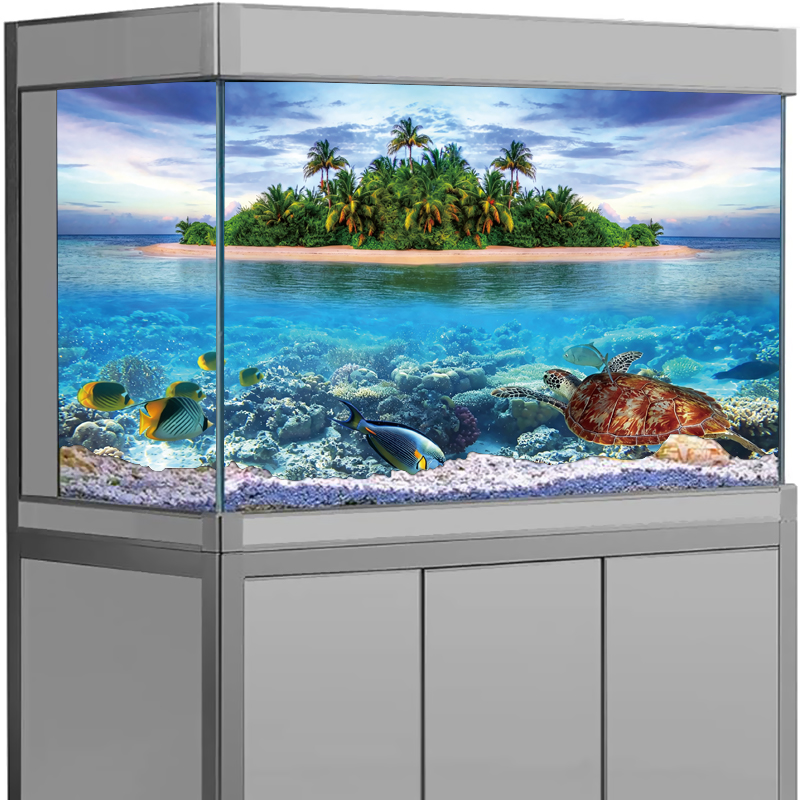 3D Tropical Beach Ocean Island - đánh giá và giá Aquarium Fish Poster